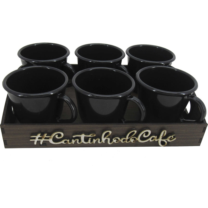 6 Xícaras Com Bandeja Cantinho do Café